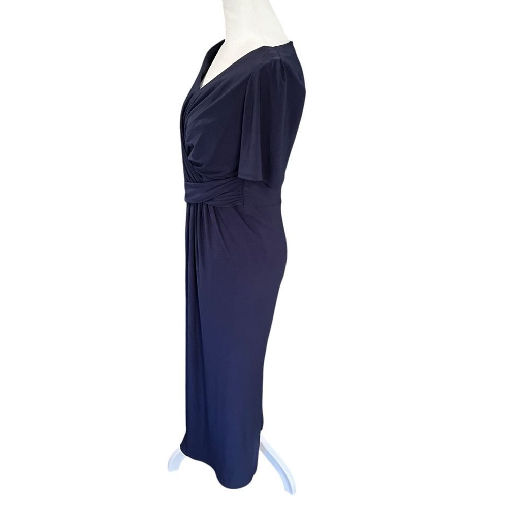 BHLDN Navy Faux Wrap Maxi Gown Short Sleeve Wedding Guest Formal Dress 8 - Picture 3 of 7